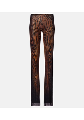 Jean Paul Gaultier Wood trompe l'oil tulle straight pants