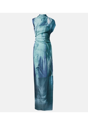 Jean Paul Gaultier Printed draped satin maxi dress