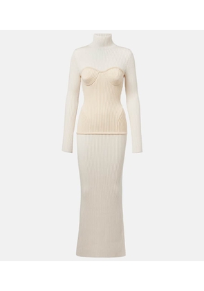Jean Paul Gaultier Ribbed-knit wool-blend maxi dress