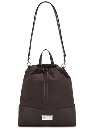 Maison Margiela Medium 5ac Daily Drawstring Backpack in Walnut - Chocolate. Size all.