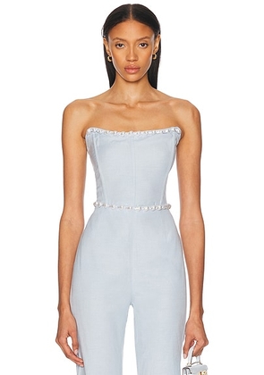 La Porte Birkin Pearl Corset Top in Cashmere Blue - Baby Blue. Size L (also in XS, S, M).