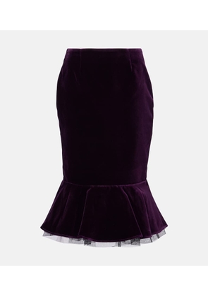 Nina Ricci Peplum cotton velvet midi skirt