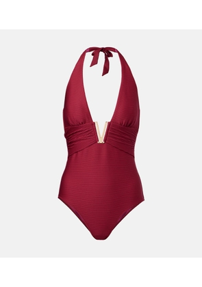 Heidi Klein Cassis halterneck ruched swimsuit