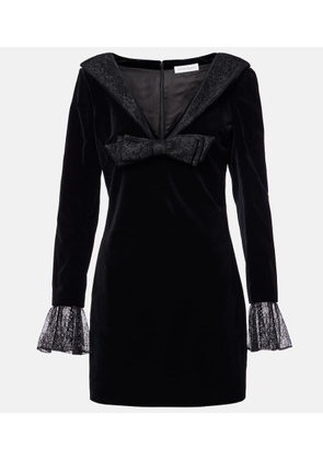 Nina Ricci Lace-trimmed cotton velvet minidress