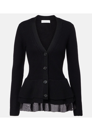 Nina Ricci Ruffled silk-trimmed wool cardigan