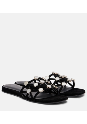The Attico Grid embellished suede flat sandals