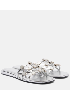 The Attico Grid embellished leather flat sandals