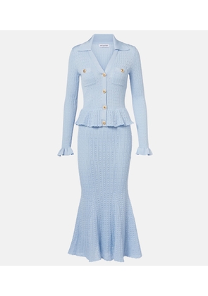 Self-Portrait Pointelle peplum midi dress