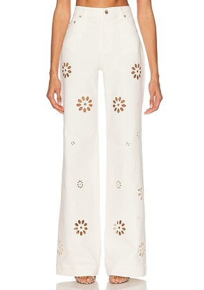 LoveShackFancy Carolette Pant in Optic White - White. Size 24 (also in 26, 27, 30).