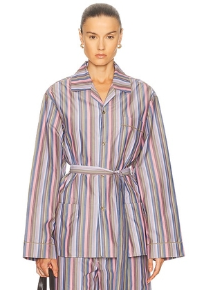 OURS THE BRAND Camicia Robe Top in Villa Sole - Blue. Size L (also in M, S).