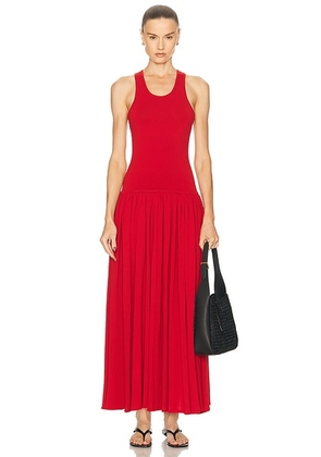 Loulou de Saison Jada Long Knit Dress in Red - Red. Size L (also in ).