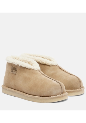 Miu Miu Shearling-lined suede ankle boots
