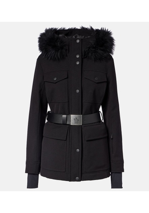Moncler Grenoble Linotte hooded shearling-trimmed ski jacket