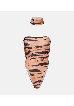Adriana Degreas x Sabine Getty printed strapless swimsuit