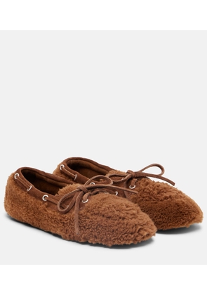 Miu Miu Suede-trimmed shearling boat shoes