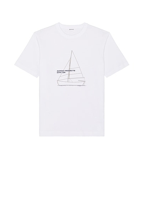 Norse Projects Holger Organic Boat Print T-Shirt in White - White. Size L (also in XL/1X).