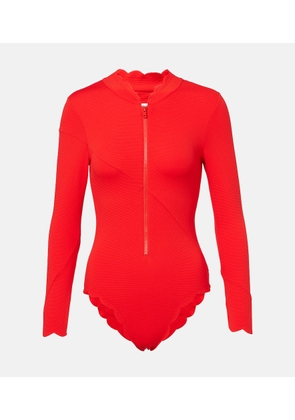 Marysia North Sea scalloped rashguard swimsuit
