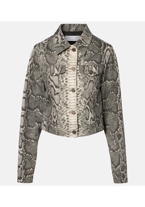 Gabriela Hearst Bronte snake-print cropped denim jacket