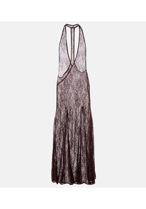 Adriana Degreas Open-back sheer lace maxi dress