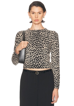 NILI LOTAN Laevin Printed Sweater in Taupe Black Cheetah - Black,Beige. Size S (also in ).