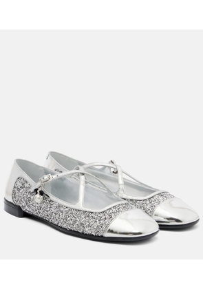Jimmy Choo Eleri glitter leather ballet flats
