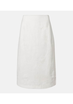 SIR Alessandra embroidered linen midi skirt