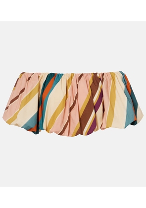 Adriana Degreas Striped off-shoulder cotton-blend crop top