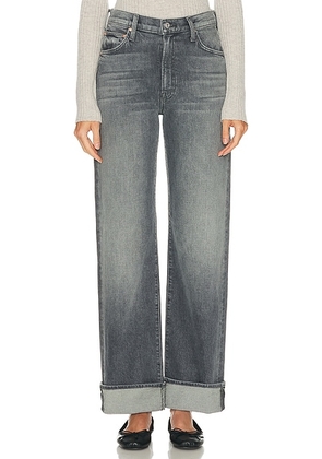 MOTHER The Dodger Skimp Cuff Jeans in Moshpit Memories - Grey. Size 23 (also in 26, 27, 28, 29, 30, 31, 32, 33).