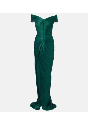 Marmar Halim Ruched off-shoulder bustier gown
