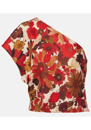 SIR Belleto floral asymmetric linen top