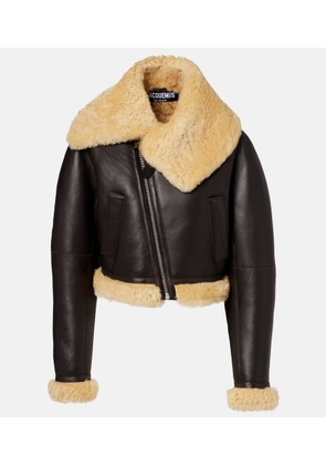 Jacquemus Aviatore cropped shearling-trimmed leather jacket