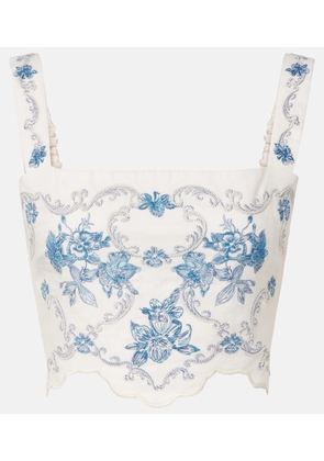 Agua by Agua Bendita Luciana Gloriosa embroidered linen crop top