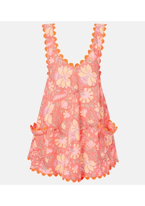 Juliet Dunn Floral scalloped cotton minidress