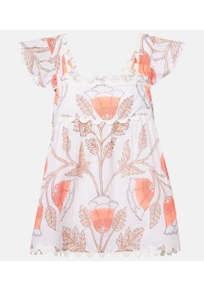 Juliet Dunn Printed scalloped cotton top