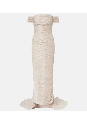 Marmar Halim Off-shoulder pleated bustier gown