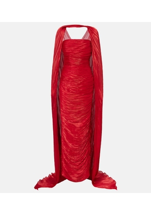 Marmar Halim Caped pleated bustier gown
