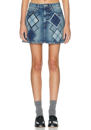 Marc Jacobs Argyle Patchwork Mini Skirt in Bright Indigo - Blue. Size 24 (also in 25, 26, 27, 28).
