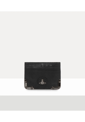 Vivienne Westwood Flat Orb Card Holder Aniline Leather Black-gunmetal One Size Unisex