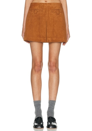 Marc Jacobs Suede Box Pleat Mini Skirt in Copper - Cognac. Size 2 (also in 4, 6, 8).
