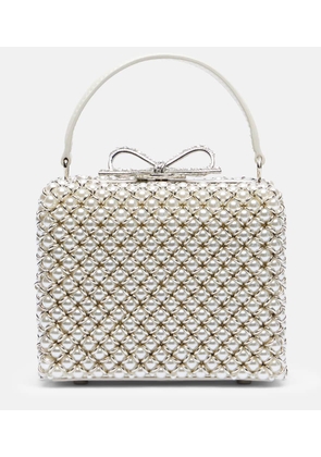 Self-Portrait Micro faux pearls-embellished clutch