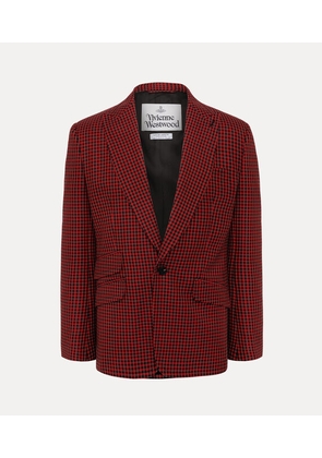 Vivienne Westwood One Button Jacket Gingham Wool Red / Black 48 Men