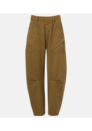 Nili Lotan Shon cotton and linen barrel-leg pants
