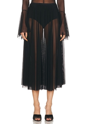 Norma Kamali Flared Midcalf Skirt With Panty in Black - Black. Size M (also in S, XL, XS).