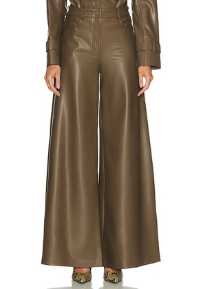 Norma Kamali Elephant Wide Leg Pant in Bark - Olive. Size L (also in XS, S, M).