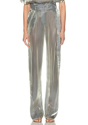 Lapointe Metallic Organza Belted Pant in Steel - Metallic Silver. Size 4 (also in ).