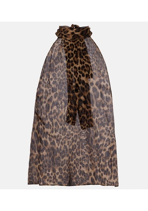 Nili Lotan Alla tie-neck leopard-print silk top