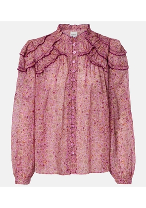 Marant Etoile Christa printed ruffled cotton blouse