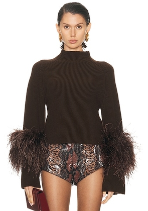 Lapointe Merino Mock Neck Sweater in Dark Brown - Brown. Size M (also in L).