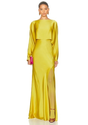 Lapointe Satin Layered Gown in Chartreuse - Green. Size 4 (also in ).
