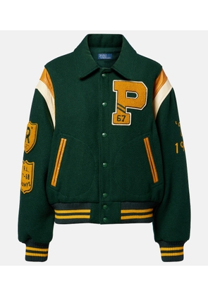 Polo Ralph Lauren Leather-trimmed wool-blend varsity jacket